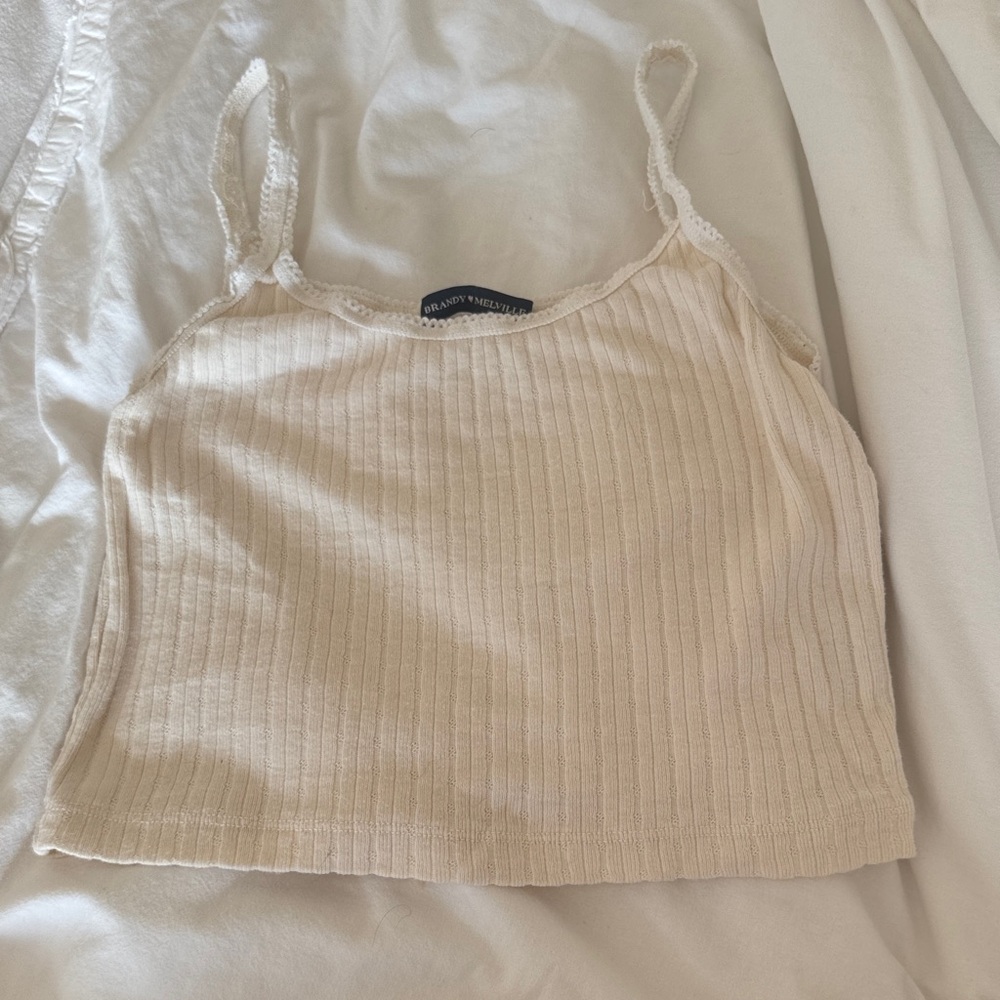 Brandy Melville Beige Ribbed Camisole